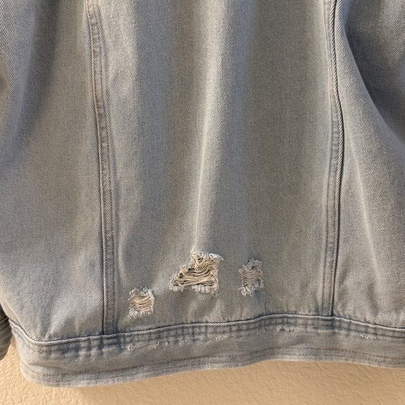 Celebrity Pink Distressed Light Blue Jean Jacket - Picture 4 of 6